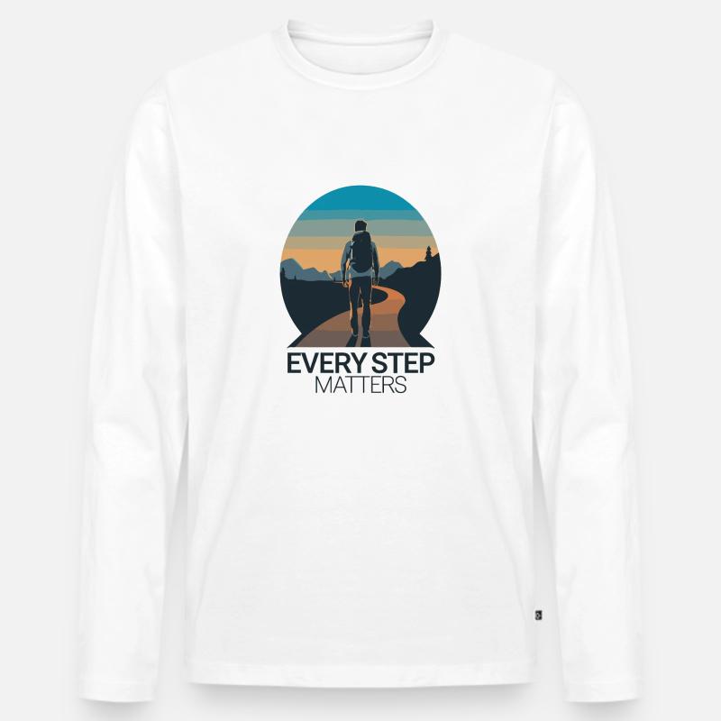 REISE, JEDER SCHRITT ZÄHLT - Männer Premium Bio Langarmshirt - Weiß