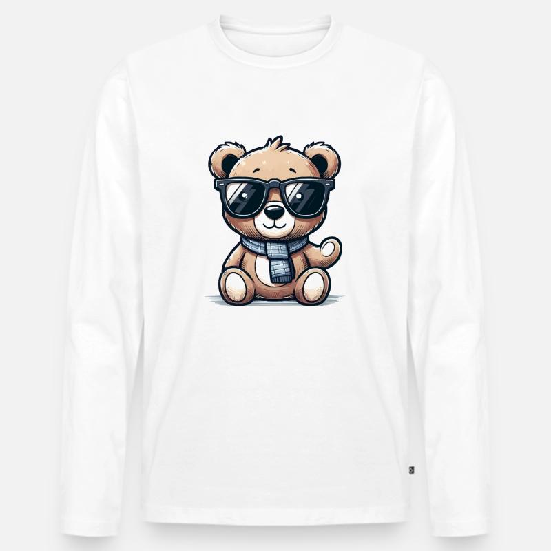 teddybär sonnenbrille - Männer Premium Bio Langarmshirt - Weiß