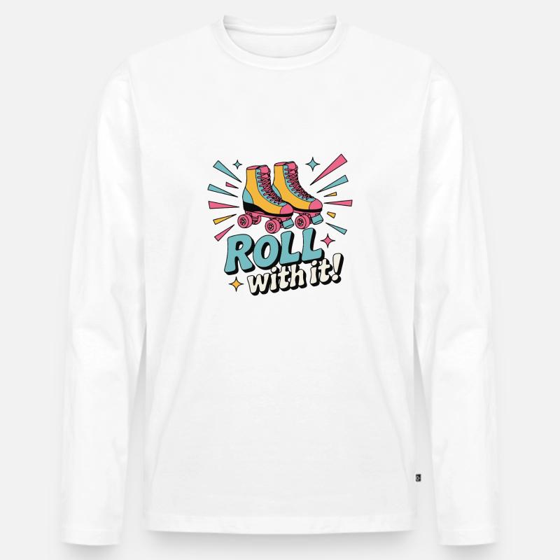 ROLLSCHUHE, ROLLEN SIE DAMIT - Männer Premium Bio Langarmshirt - Weiß