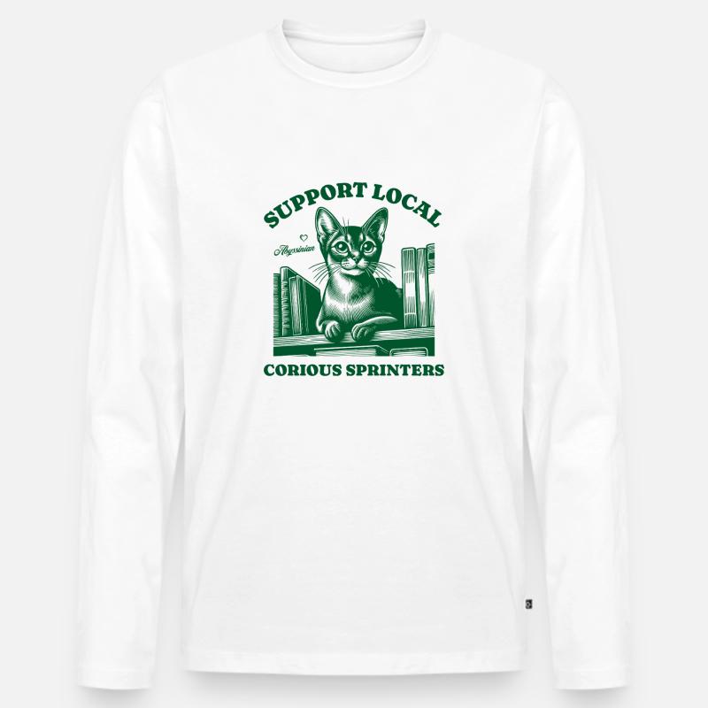 Katze Support Local Abyssinian - Männer Premium Bio Langarmshirt - Weiß