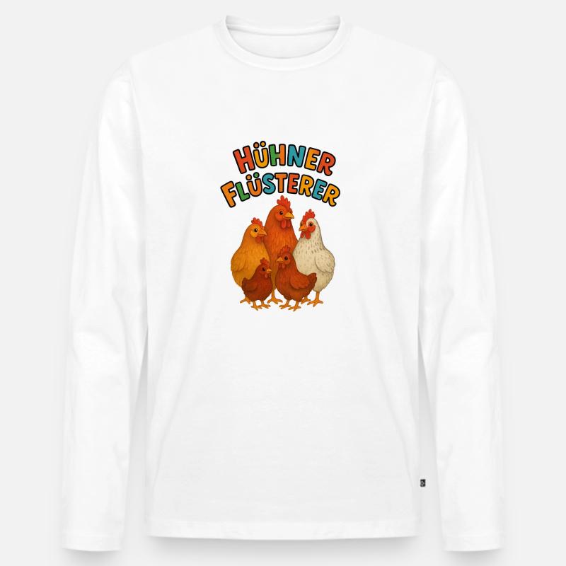 Hühner Flüsterer - Männer Premium Bio Langarmshirt - Weiß