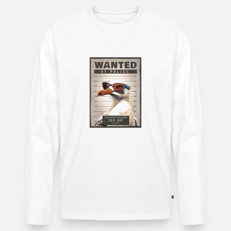 Fischbrötchendieb Möwe - Männer Premium Bio Langarmshirt - Weiß
