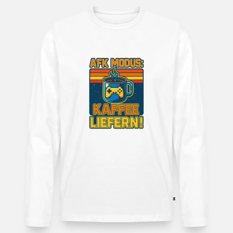 AFK-Modus: Kaffee liefern! - Männer Premium Bio Langarmshirt - Weiß