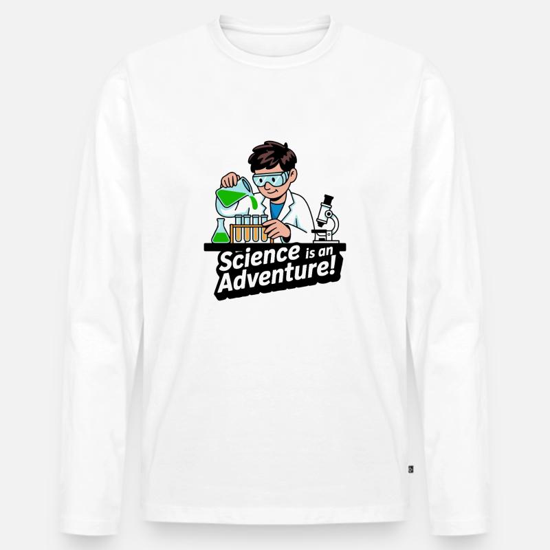 WISSENSCHAFT IST EIN ABENTEUER - Männer Premium Bio Langarmshirt - Weiß