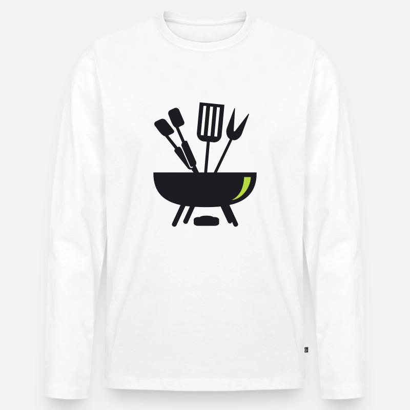 Wok (2c) - Männer Premium Bio Langarmshirt - Weiß