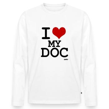 i love my doc - Men's Premium Organic Long Sleeve Shirt - white - Front - Nico (187cm)