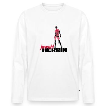 jawohl herrin - Männer Premium Bio Langarmshirt - Weiß - Vorne - Nico (187cm)