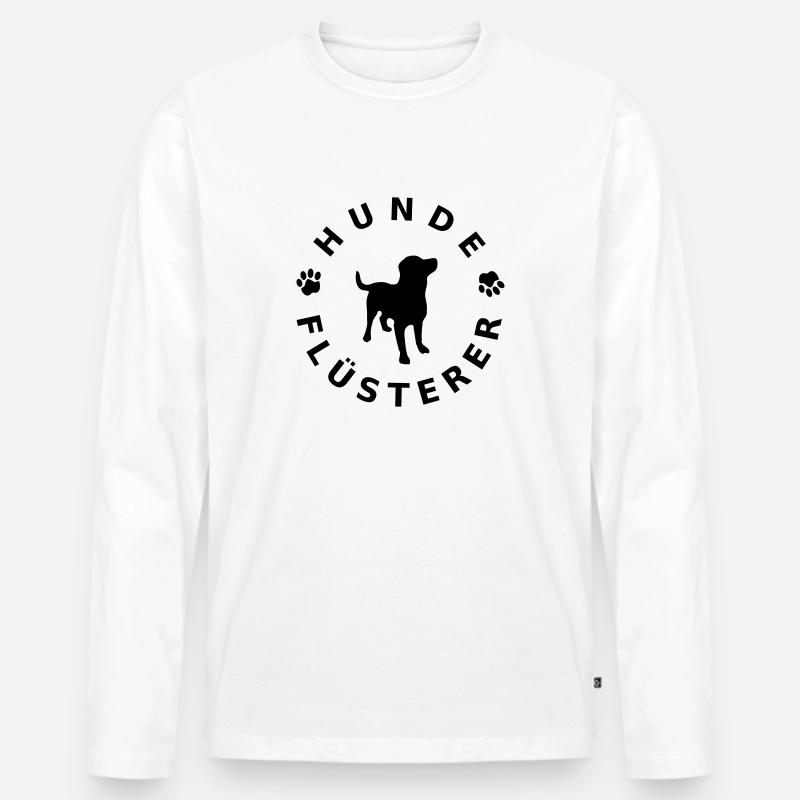 Hundeflüsterer mit Hund 1C - Männer Premium Bio Langarmshirt - Weiß