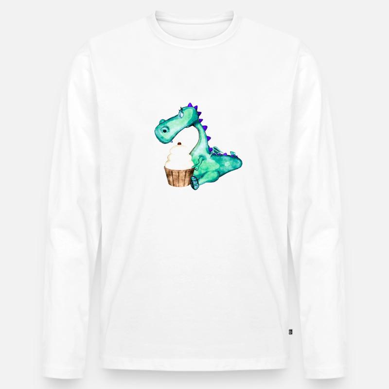 Dragon Ermel by Sabina Elisabeth - Männer Premium Bio Langarmshirt - Weiß