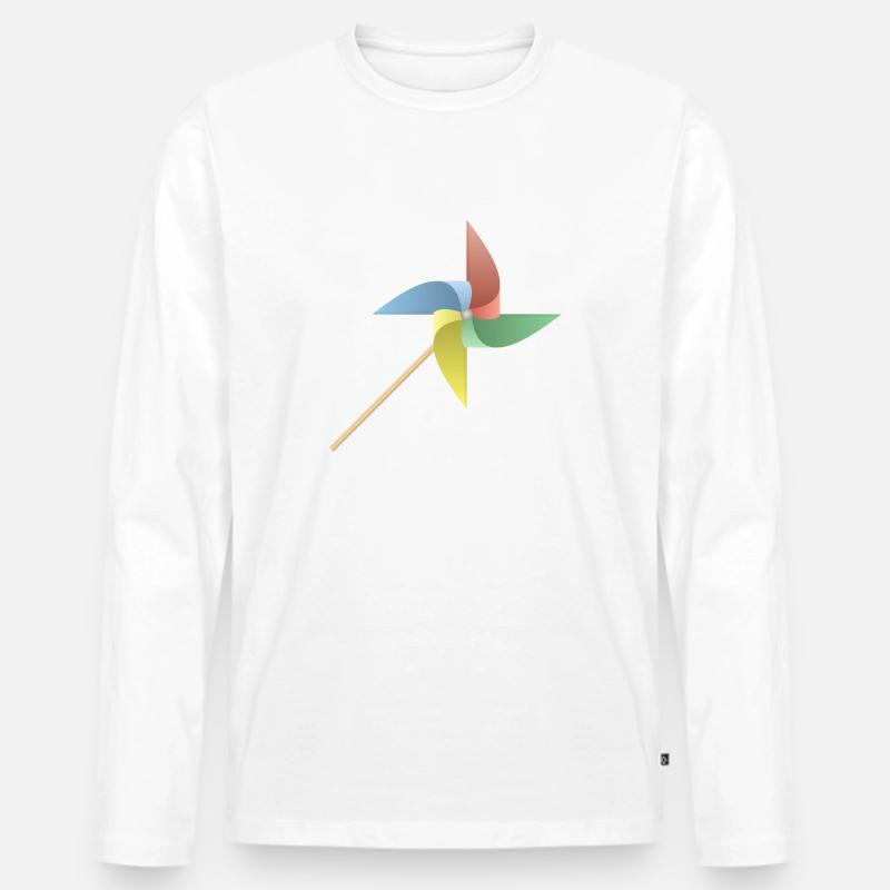 Windmühle - Männer Premium Bio Langarmshirt - Weiß