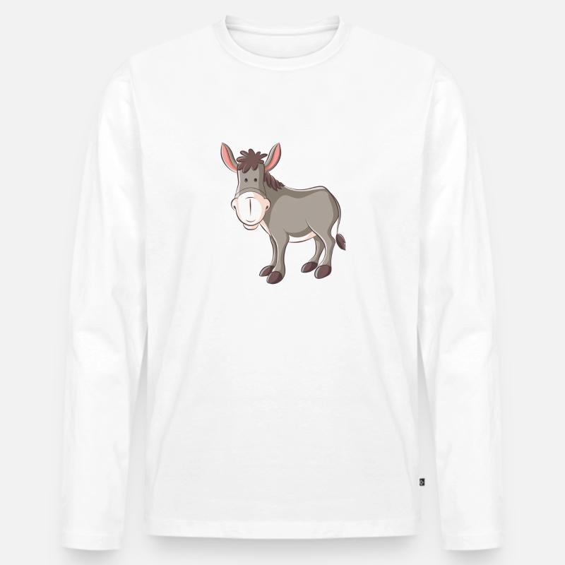 Helio der Esel - Männer Premium Bio Langarmshirt - Weiß