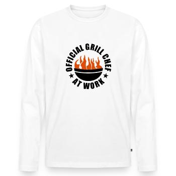 .Barbecue grill barbeque - Men's Premium Organic Long Sleeve Shirt - white - Front - Nico (187cm)