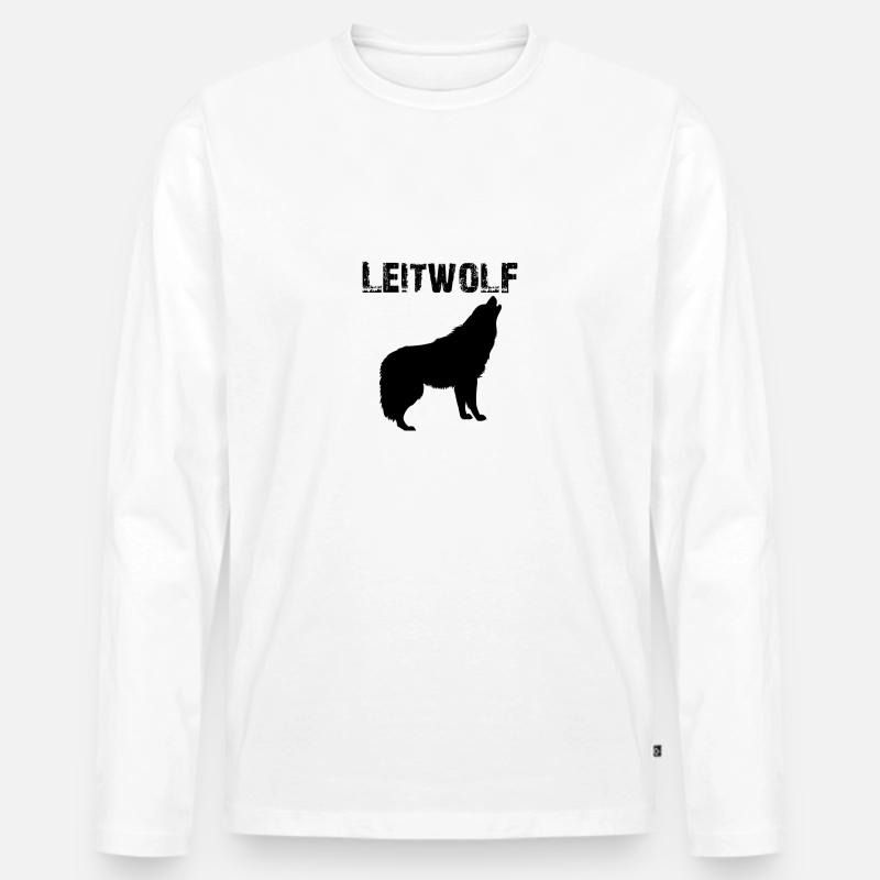 Leitwolf - Männer Premium Bio Langarmshirt - Weiß