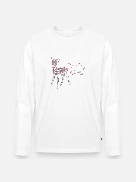 Bambi im Wind - Männer Premium Bio Langarmshirt - Weiß