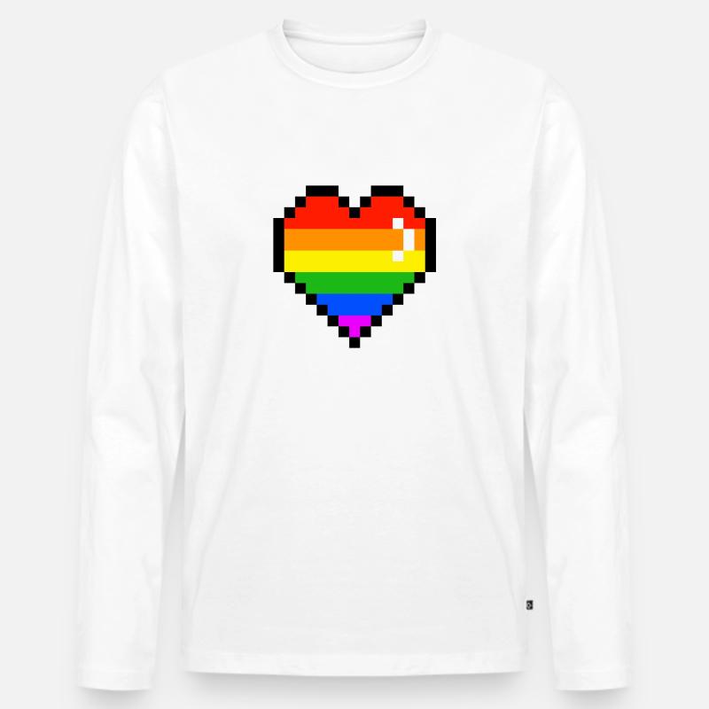 Herz regenbogen - Männer Premium Bio Langarmshirt - Weiß