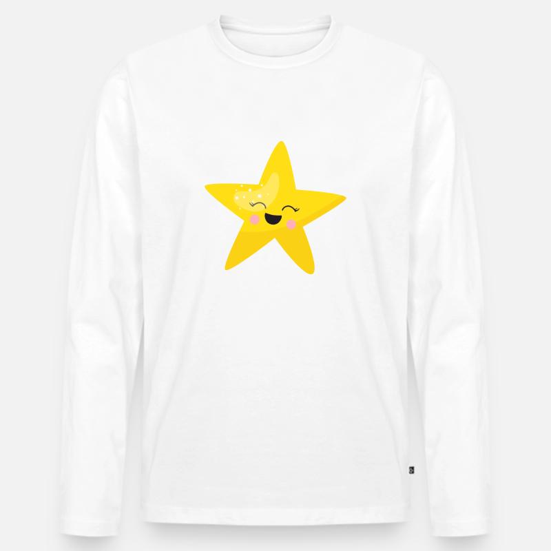 Sternchen - Männer Premium Bio Langarmshirt - Weiß