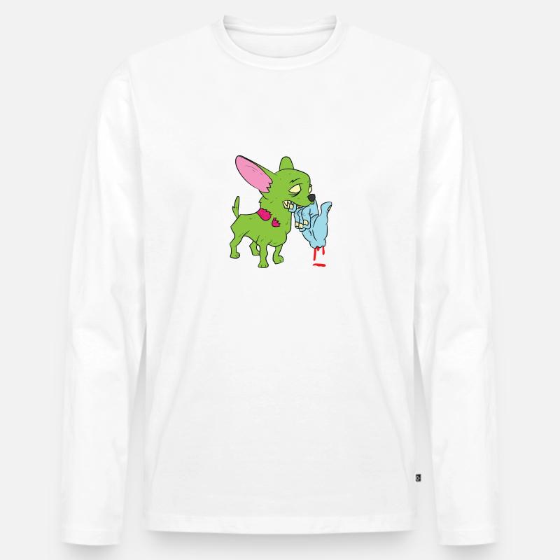 Zombie Chihuahua - Männer Premium Bio Langarmshirt - Weiß