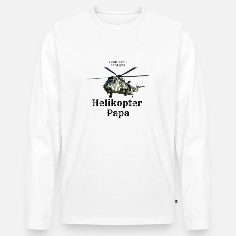 Stolzer Helikopterpapa - Männer Premium Bio Langarmshirt - Weiß