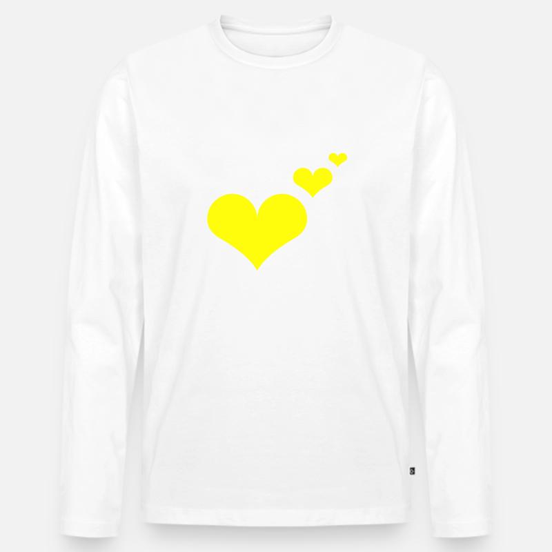Herzen gelb Geschenkidee Geschenk Idee - Männer Premium Bio Langarmshirt - Weiß