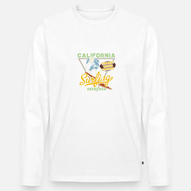 Surfen Paradies - Männer Premium Bio Langarmshirt - Weiß