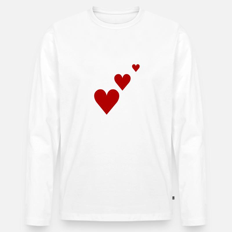 Rote Herzen Geschenkidee Geschenkidee - Männer Premium Bio Langarmshirt - Weiß