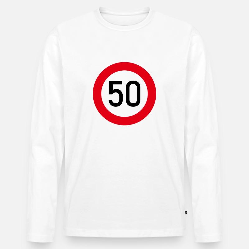 Tempo 50 - Männer Premium Bio Langarmshirt - Weiß