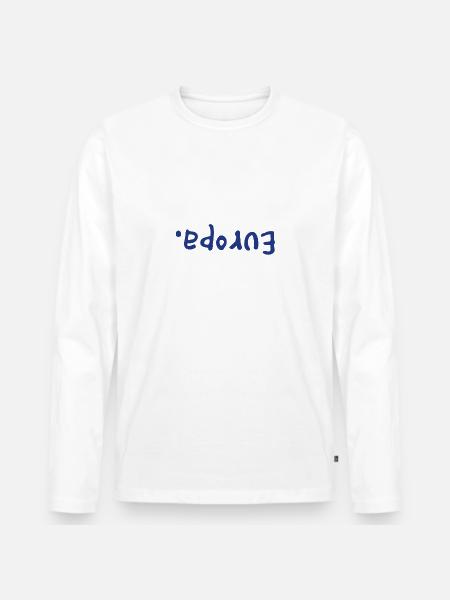 Europa. Auf dem Kopf - Männer Premium Bio Langarmshirt - Weiß