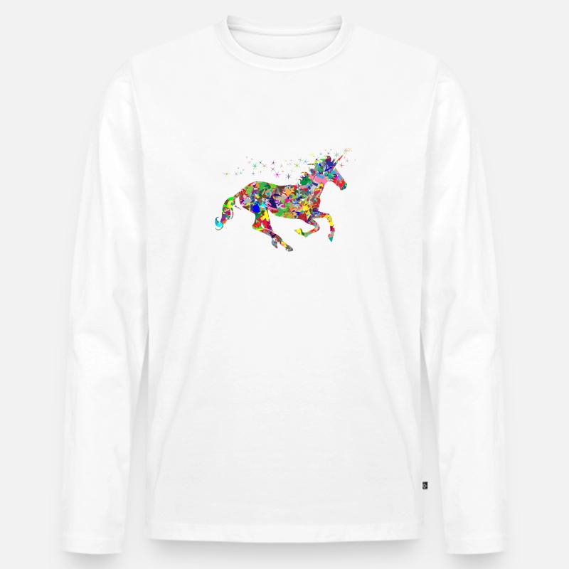 EINHORN Bunt - Männer Premium Bio Langarmshirt - Weiß