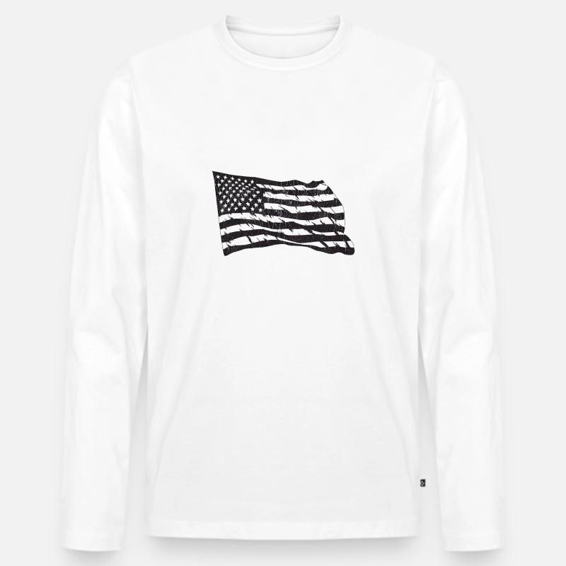 American Flag - Männer Premium Bio Langarmshirt - Weiß