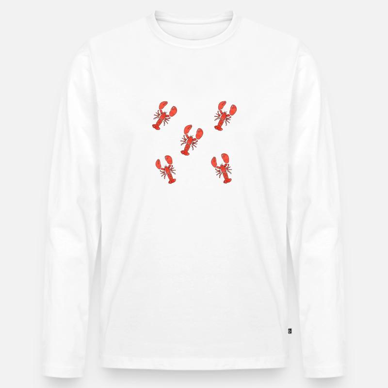 Hummer Muster - Männer Premium Bio Langarmshirt - Weiß