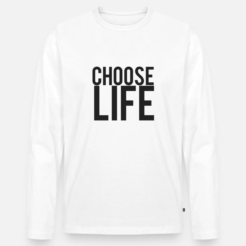 Wähle das Leben - Männer Premium Bio Langarmshirt - Weiß