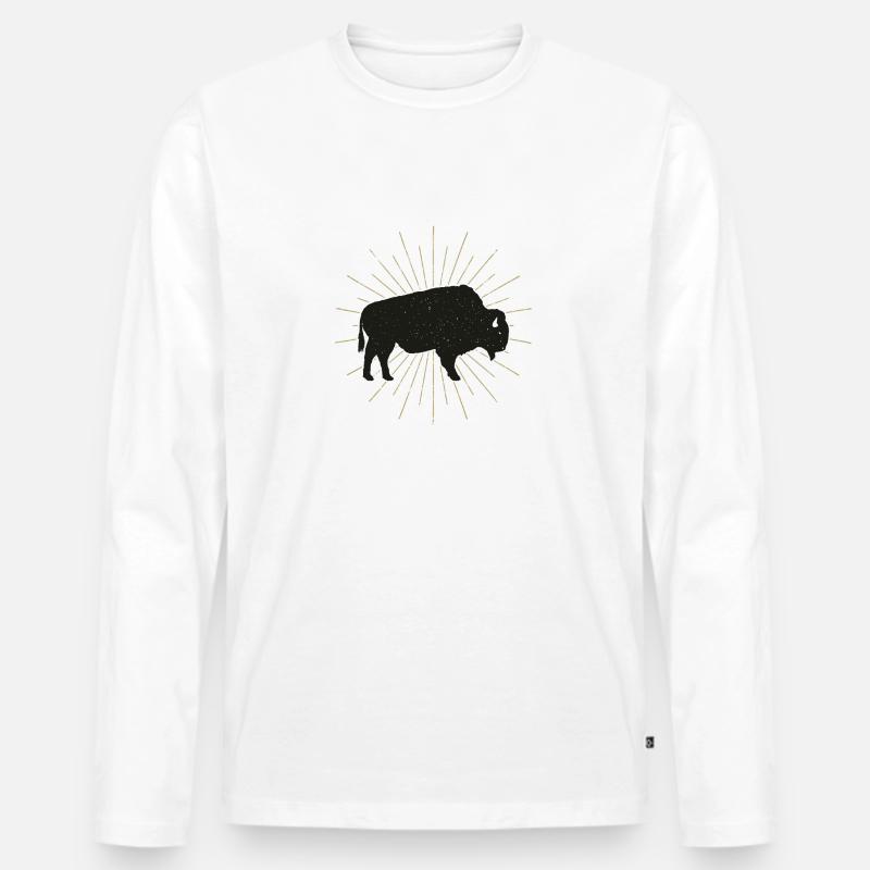 Bison - Männer Premium Bio Langarmshirt - Weiß