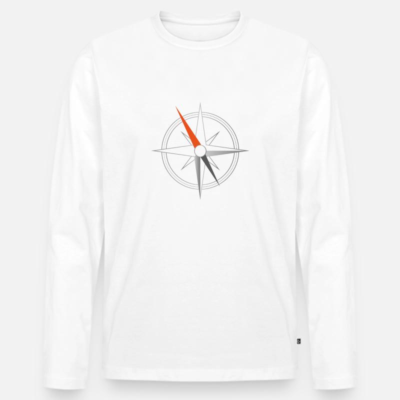 Kompass - Männer Premium Bio Langarmshirt - Weiß