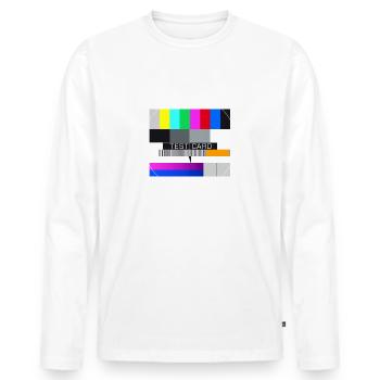 Testbild Fernsehen Bildschirm Sendeschluss Display - Männer Premium Bio Langarmshirt - Weiß - Vorne - Nico (187cm)