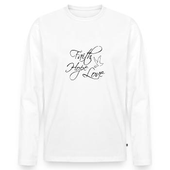 foi espère amour colombe - T-shirt manches longues Premium bio Homme - blanc - Devant - Nico (187cm)