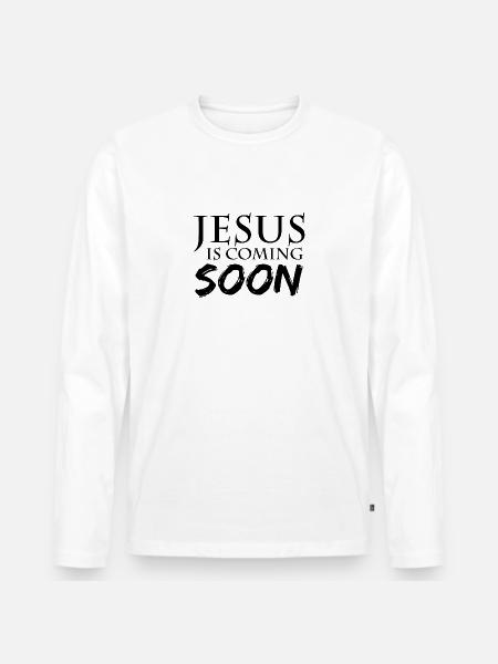 Jésus arrive bientôt - T-shirt manches longues Premium bio Homme - blanc