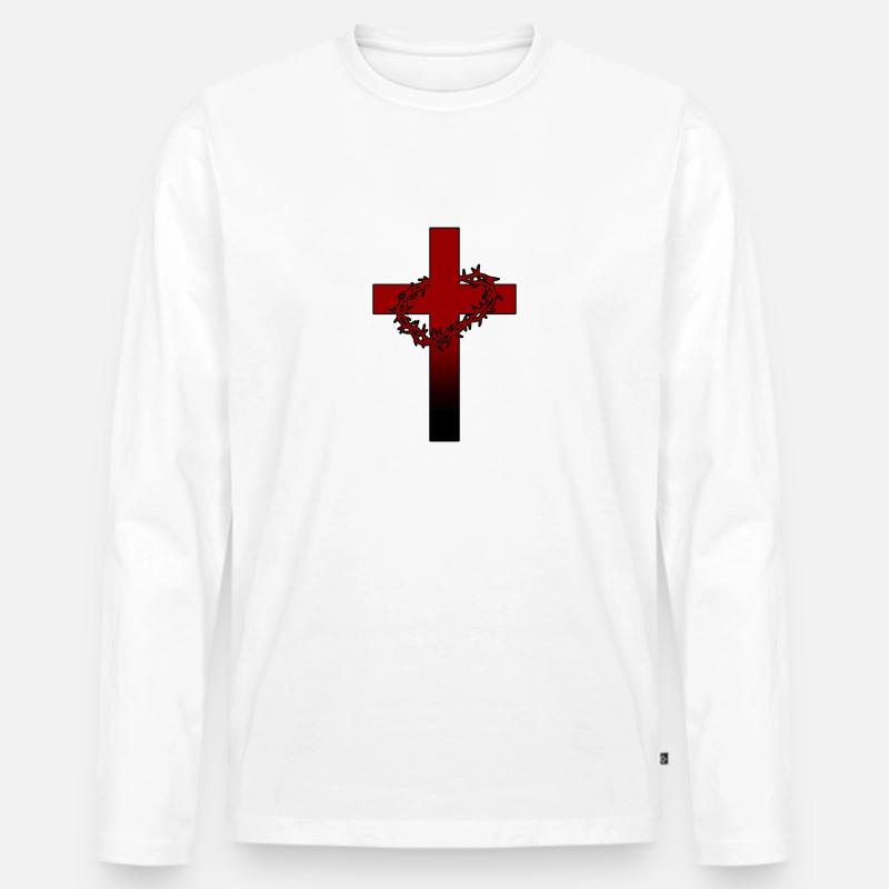 kreuz rot - Männer Premium Bio Langarmshirt - Weiß