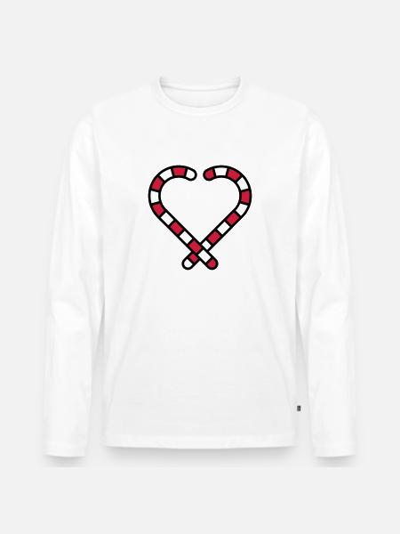 Candy Cane Heart - Men's Premium Organic Long Sleeve Shirt - white