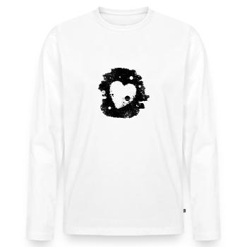 Heart black - Men's Premium Organic Long Sleeve Shirt - white - Front - Nico (187cm)