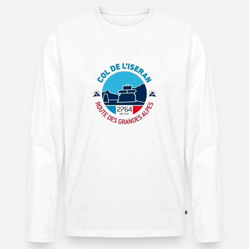 Col de l'Iseran 1 - Männer Premium Bio Langarmshirt - Weiß