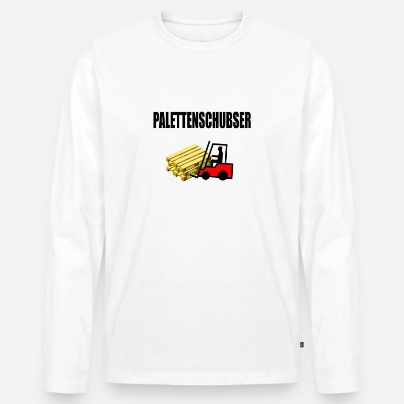 Palettenschubser - Männer Premium Bio Langarmshirt - Weiß