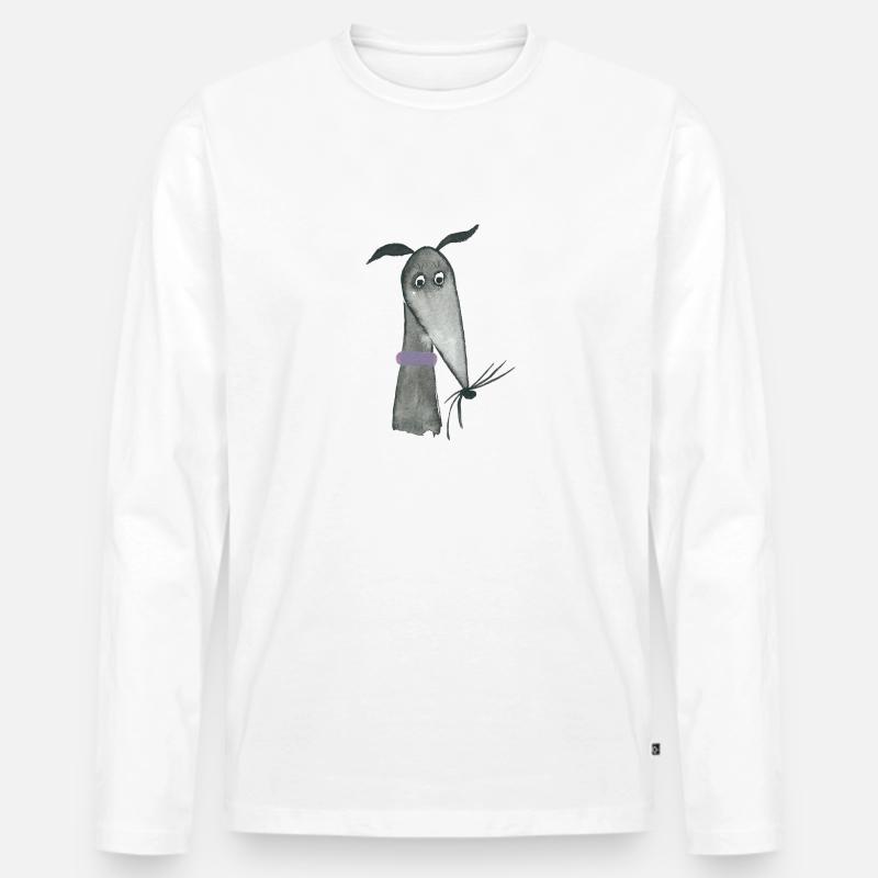 Windhund schwarz - Männer Premium Bio Langarmshirt - Weiß