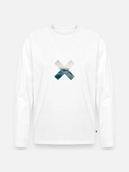 Surf Ocean - Männer Premium Bio Langarmshirt - Weiß