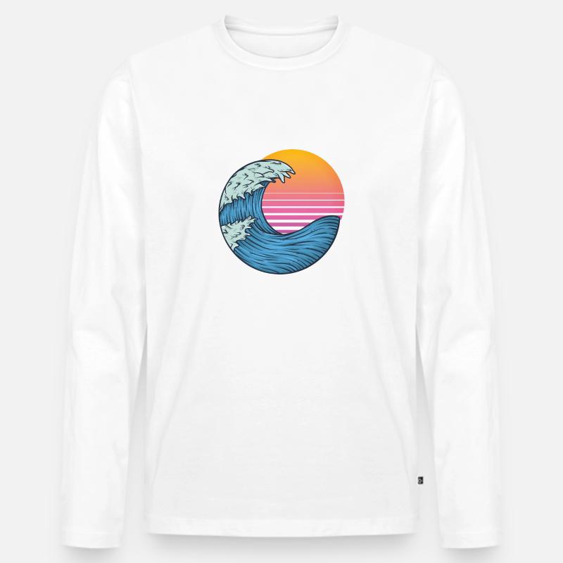 Welle mit Sonne - Männer Premium Bio Langarmshirt - Weiß