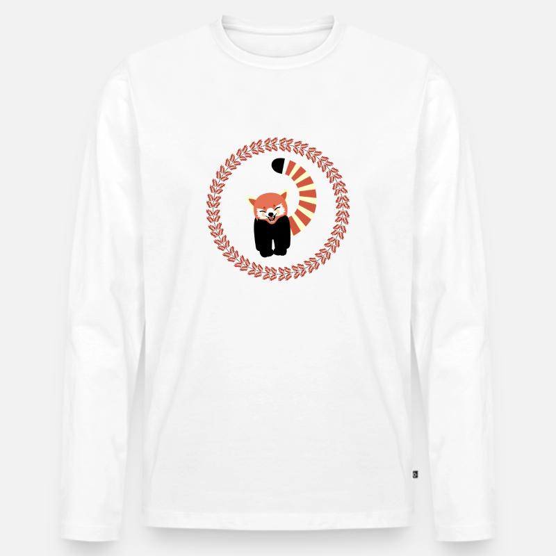Red Panda - Männer Premium Bio Langarmshirt - Weiß