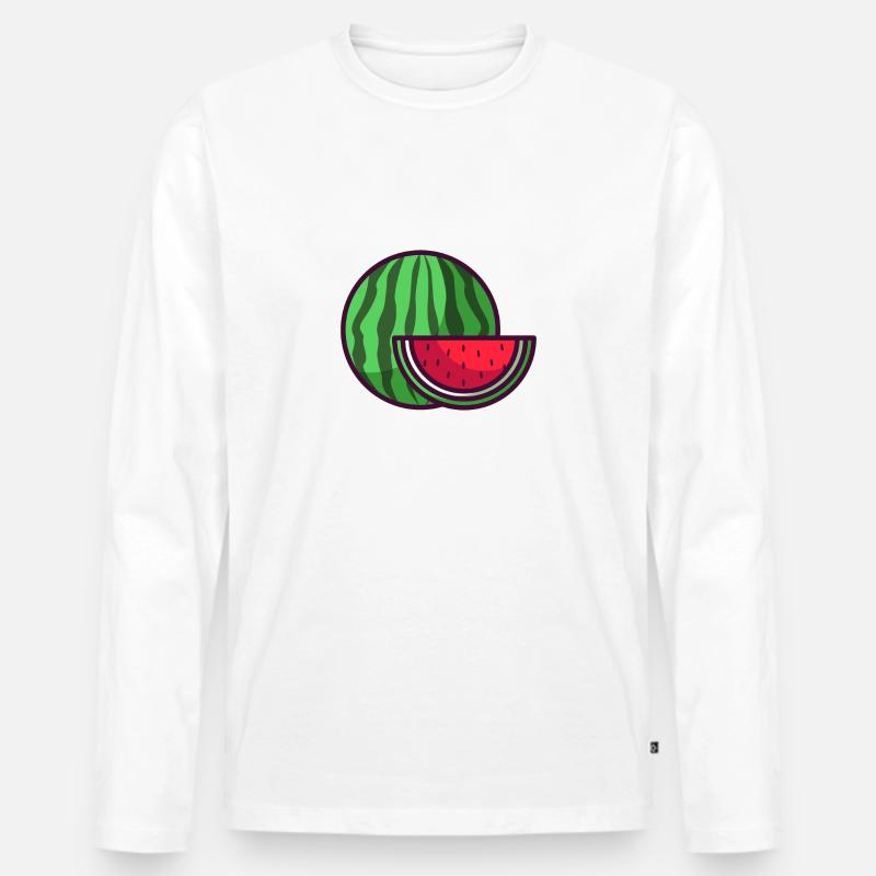 Wassermelone - Männer Premium Bio Langarmshirt - Weiß