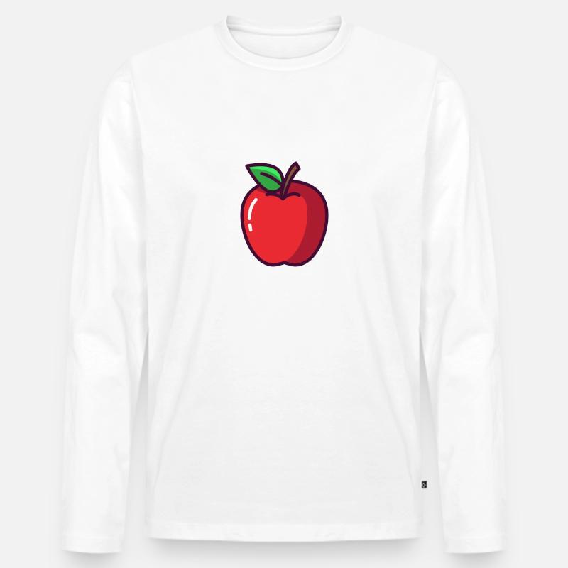 Apfel - Männer Premium Bio Langarmshirt - Weiß