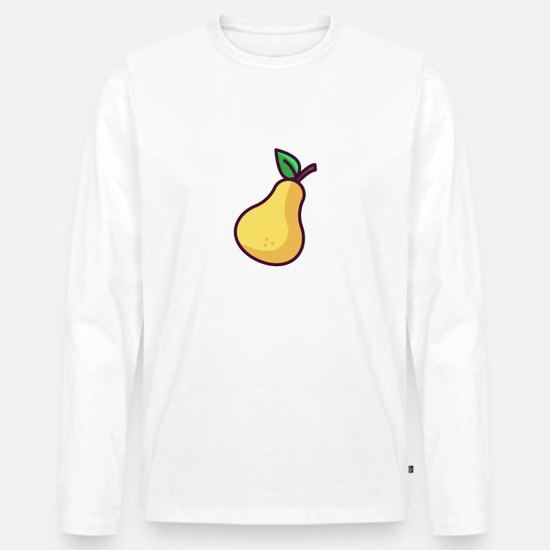 Birne - Männer Premium Bio Langarmshirt - Weiß