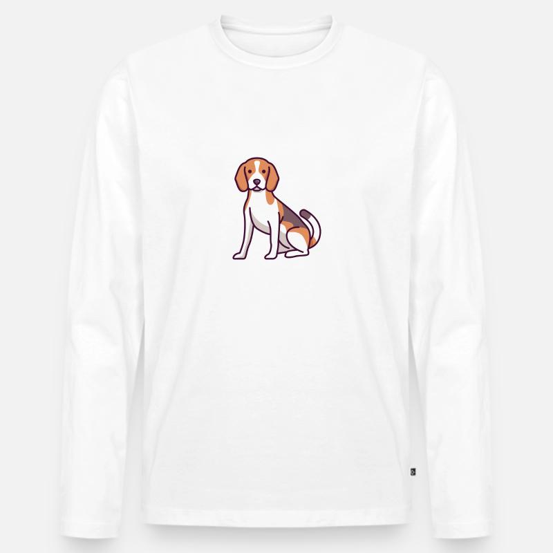 Beagle - Männer Premium Bio Langarmshirt - Weiß