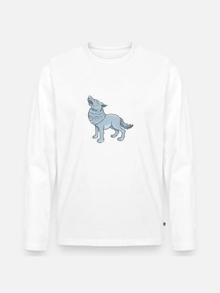 Cartoon wolf - Men's Premium Organic Long Sleeve Shirt - white